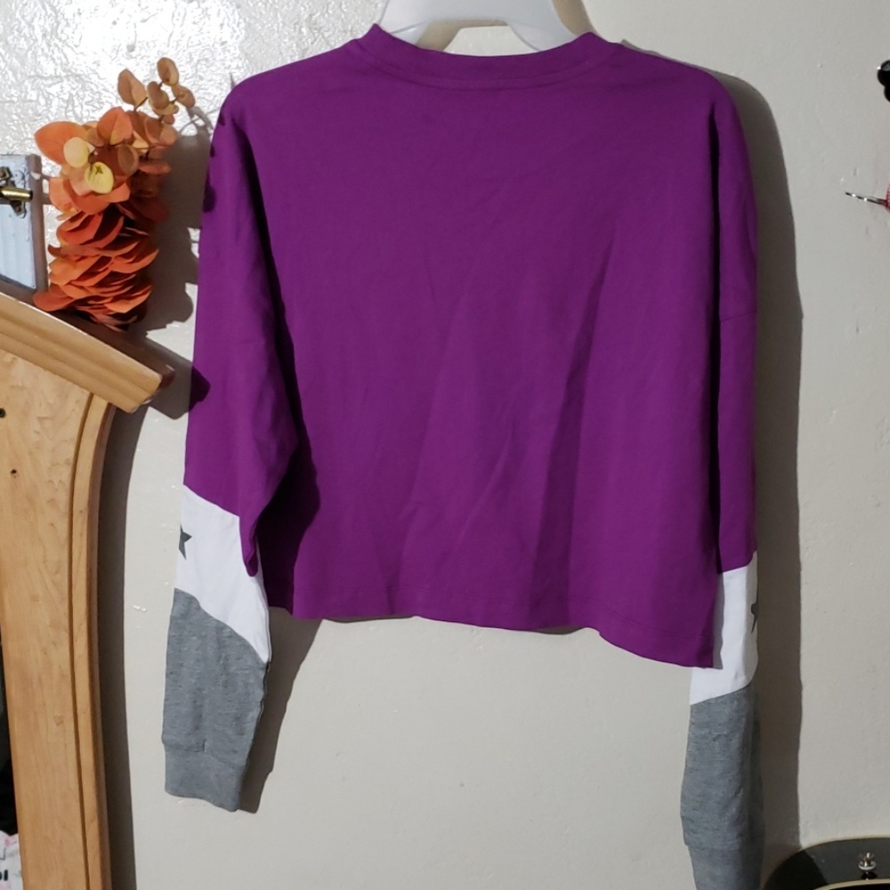CONVERSE WOMEN'S CROPPED LONG SLEEVE PURPLE SMALL - Picture 7 of 8